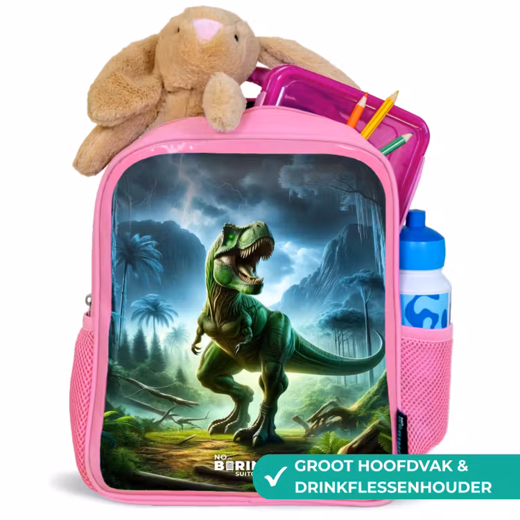 Kinderrugzak met naam - Roze - Junglosaurus — 2