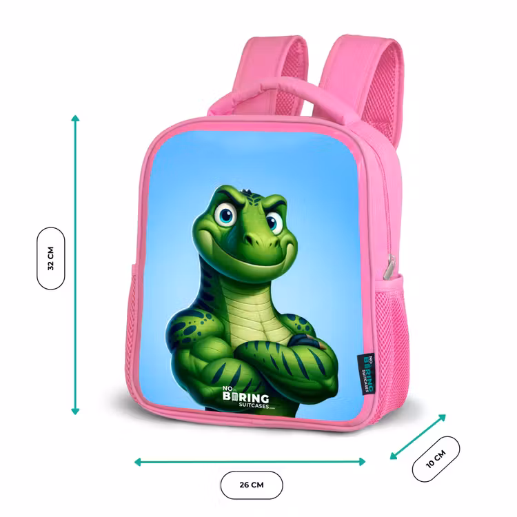 Kinderrugzak met naam - Roze - Spierbundelsaurus — 3