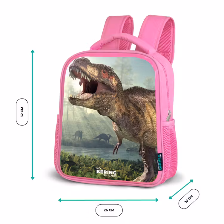 Kinderrugzak met naam - Roze - Thijs Tyrannosaurus — 3