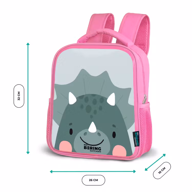 Kinderrugzak met naam - Roze - Tigo triceratops — 3