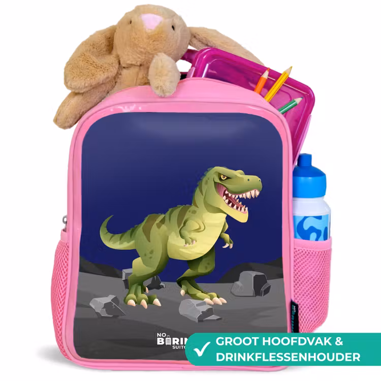 Kinderrugzak met naam - Roze - Tjibbe T-Rex — 2