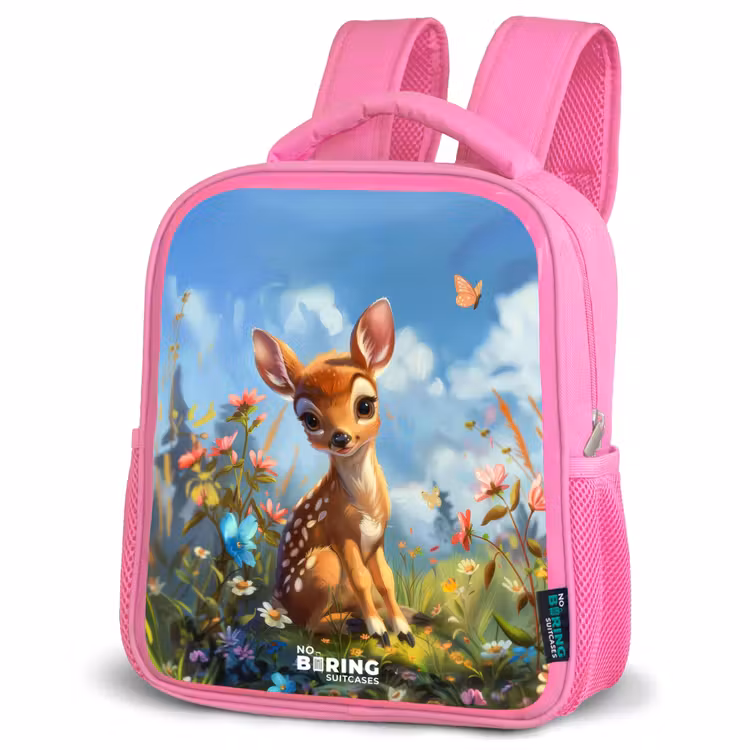 Kinderrugzak met naam - Roze - Bailey bloemenhertje — 6