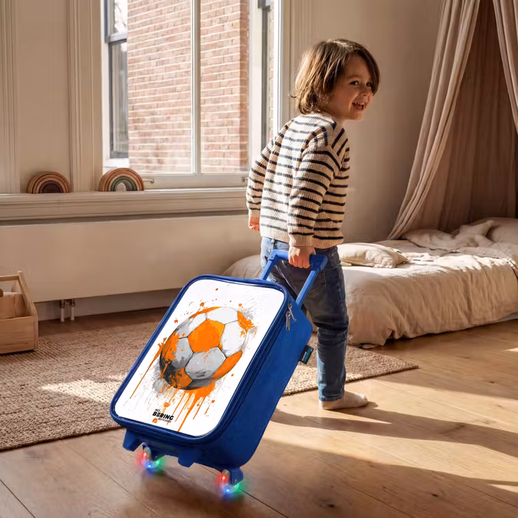 Kinderkoffer - Blauw - Voetbal - Verf - Oranje — 3