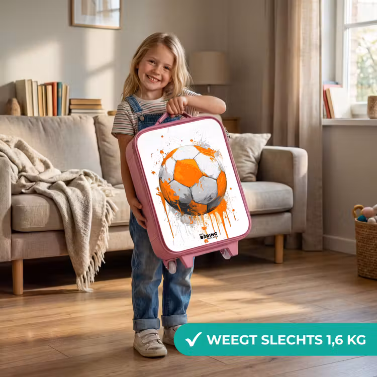 Kinderkoffer - Roze - Voetbal - Verf - Oranje — 2