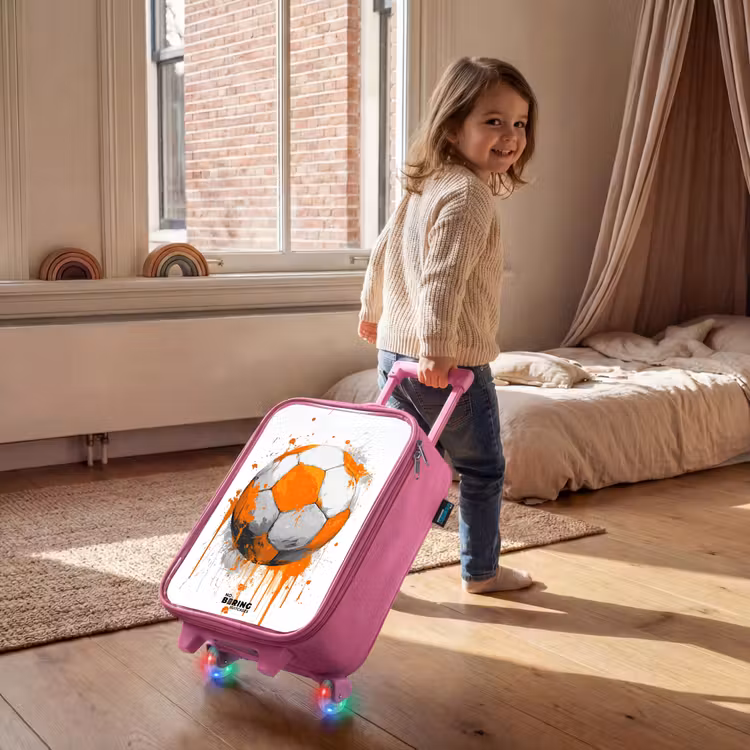 Kinderkoffer - Roze - Voetbal - Verf - Oranje — 3