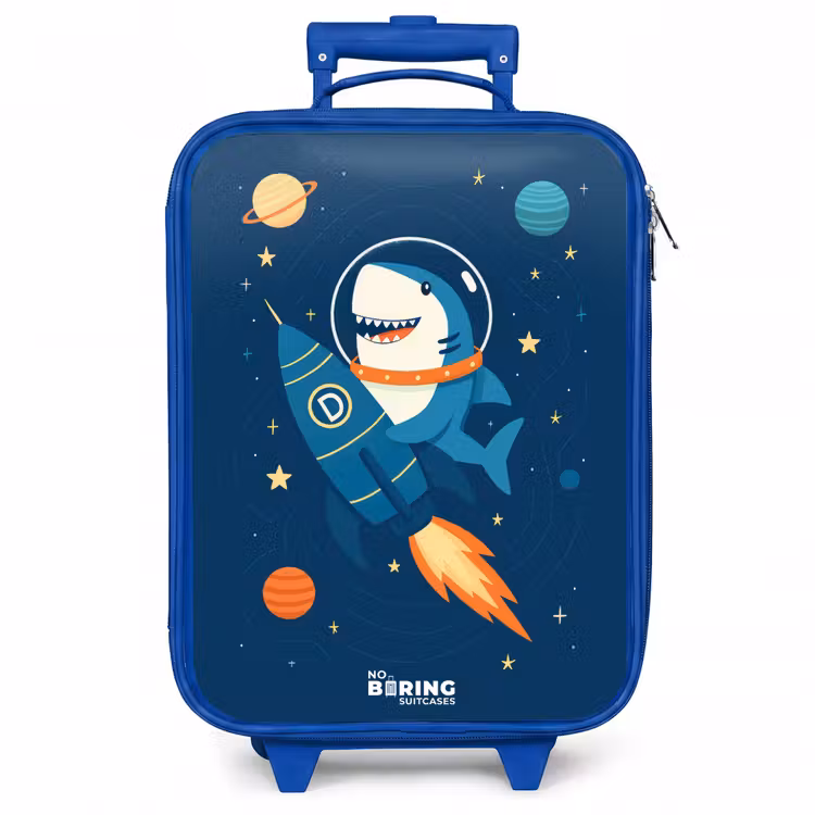 Kinderkoffer - Blauw - Dier - Ruimte - Planeet - Raket — 1