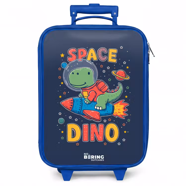 Kinderkoffer - Blauw - Dino - Groen - Raket - Sterren — 1