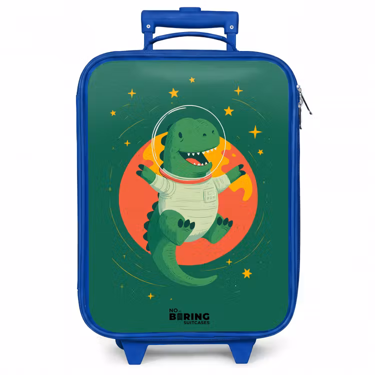 Kinderkoffer - Blauw - Dino - Planeet - Sterren - Groen — 1