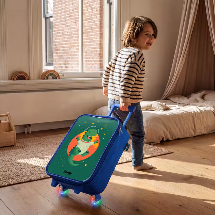 Kinderkoffer - Blauw - Dino - Planeet - Sterren - Groen — 3