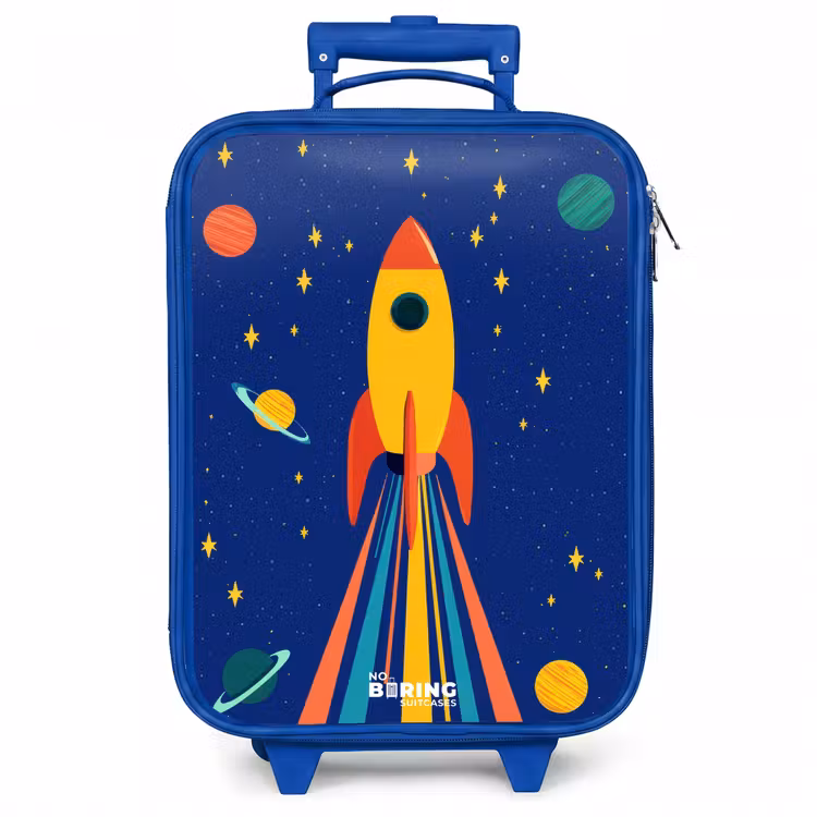 Kinderkoffer - Blauw - Raket - Sterren - Planeet - Ruimte — 1