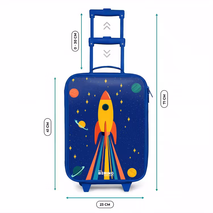 Kinderkoffer - Blauw - Raket - Sterren - Planeet - Ruimte — 6