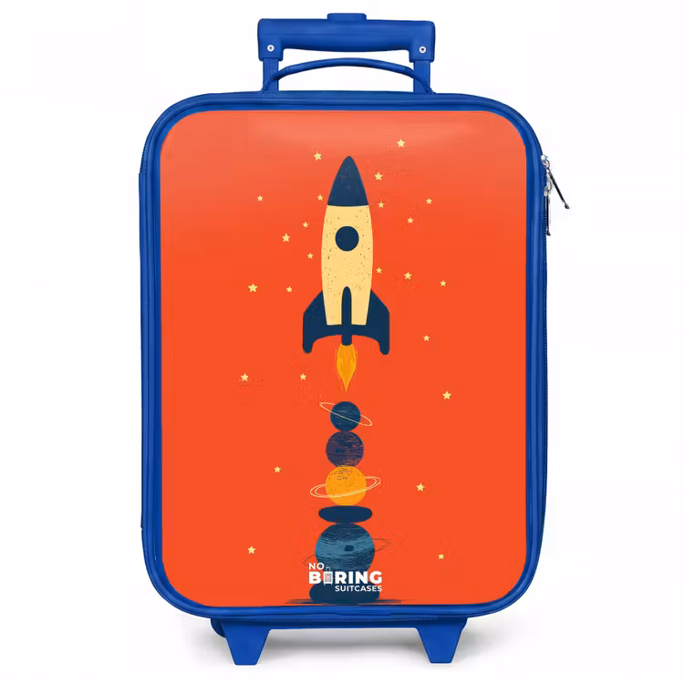 Kinderkoffer - Blauw - Raket - Sterren - Planeten — 1