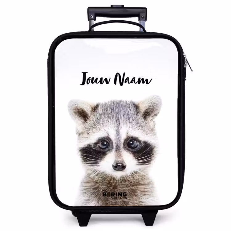 Kinderkoffer met naam - Zwart - Rachid Racoon — 1