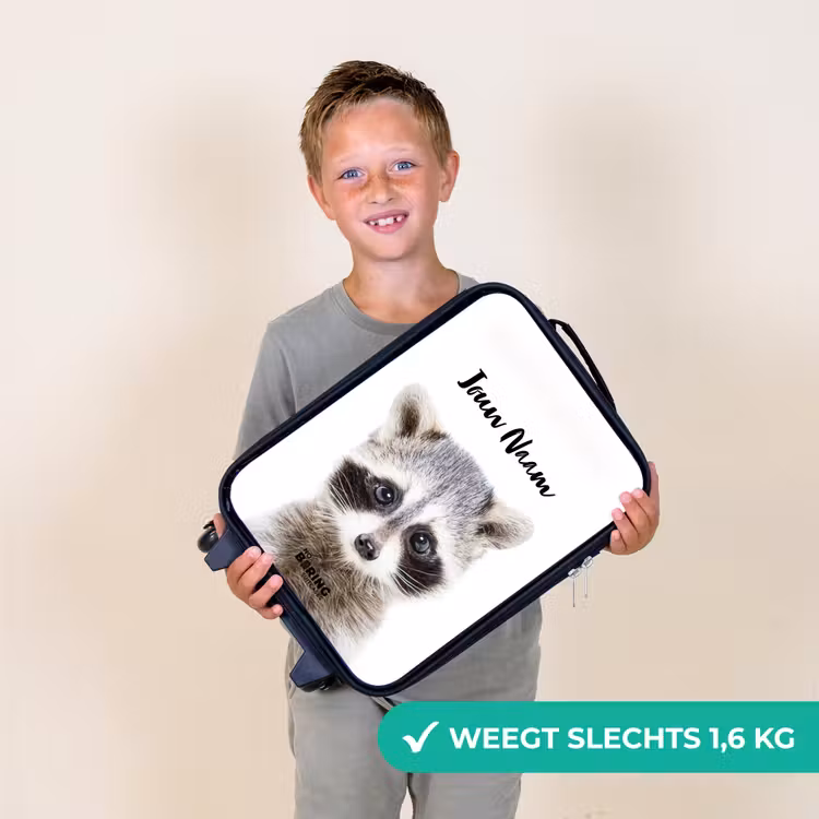 Kinderkoffer met naam - Zwart - Rachid Racoon — 2