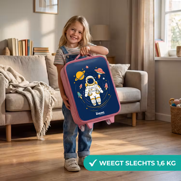 Kinderkoffer - Roze - Astronaut - Planeet - Sterren - Raket — 2