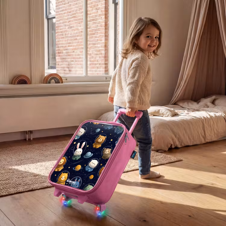 Kinderkoffer - Roze - Dieren - Astronaut - Planeten - Sterren — 3