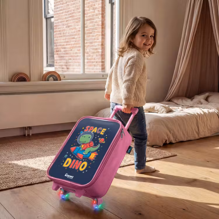 Kinderkoffer - Roze - Dino - Groen - Raket - Sterren — 3