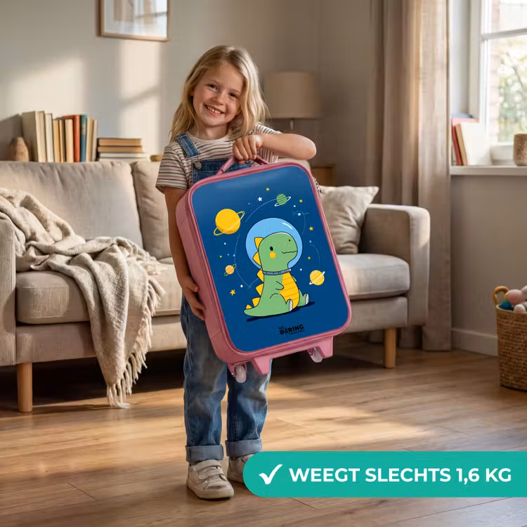 Kinderkoffer - Roze - Dino - Planeet - Ster - Blauw — 2