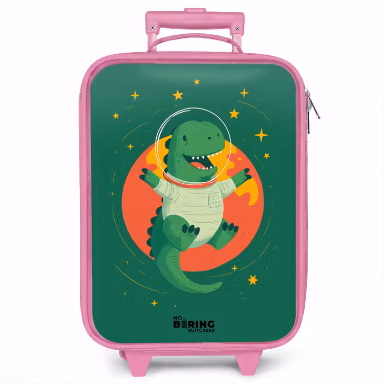 Kinderkoffer - Roze - Dino - Planeet - Sterren - Groen — 1