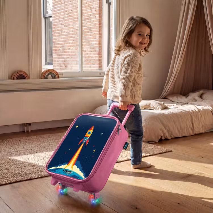 Kinderkoffer - Roze - Planeet - Raket - Sterren - Donkerblauw — 3