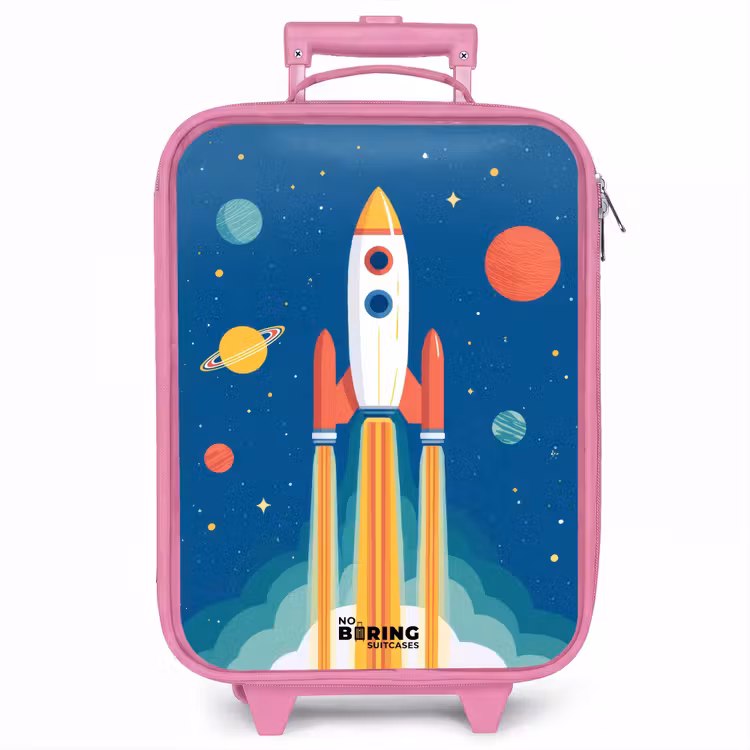 Kinderkoffer - Roze - Raket - Planeet - Sterren - Veelkleurig — 1