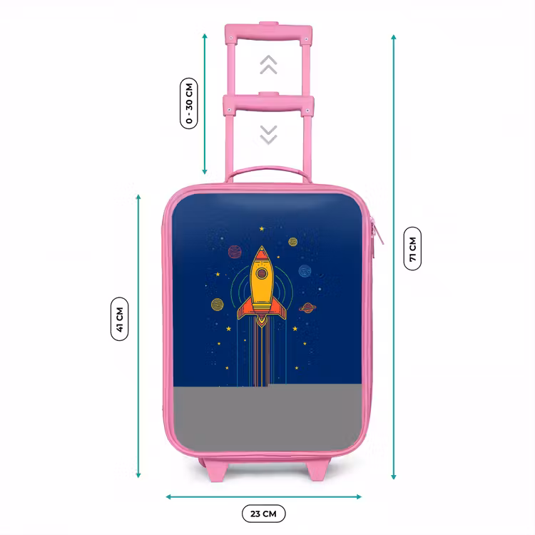 Kinderkoffer - Roze - Raket - Planeten - Sterren — 6