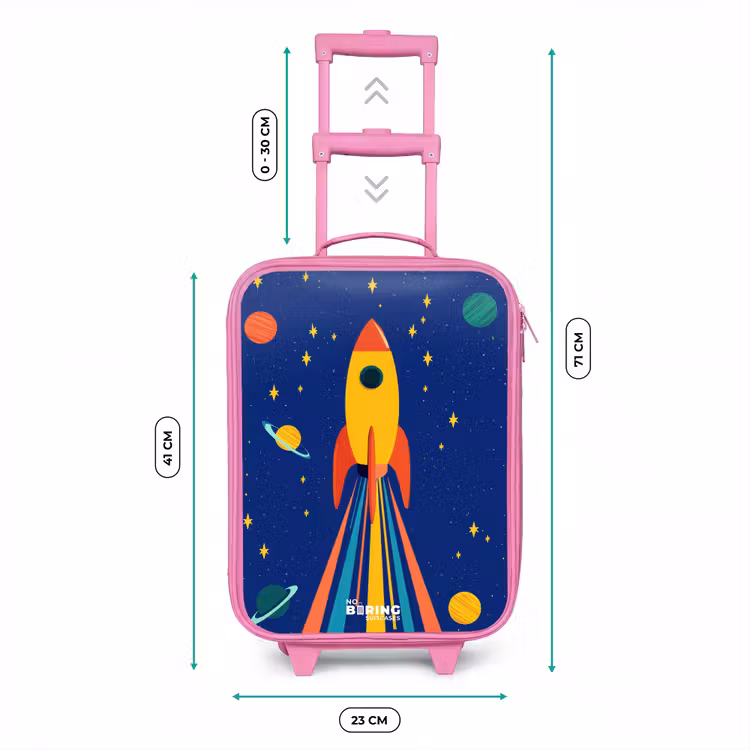 Kinderkoffer - Roze - Raket - Sterren - Planeet - Ruimte — 6