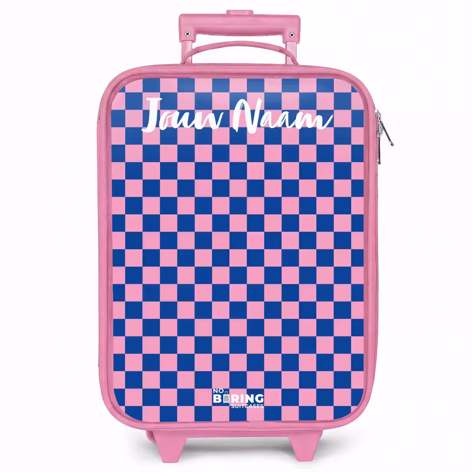 Kinderkoffer met naam - Roze - Blokjes - Blauw - Roze — 1