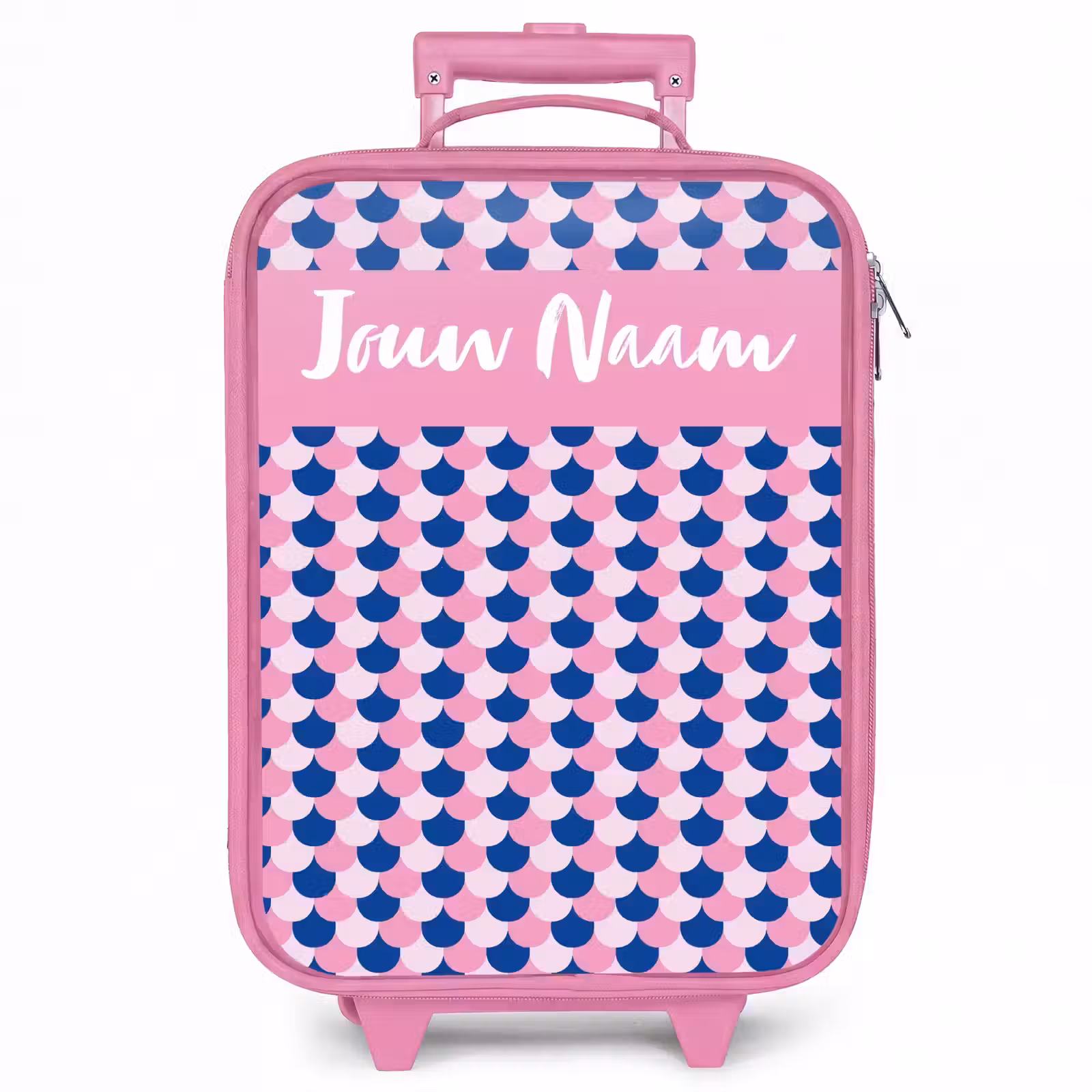 Kinderkoffer met naam - Roze - Schubben - Patroon - Blauw - Roze — 1