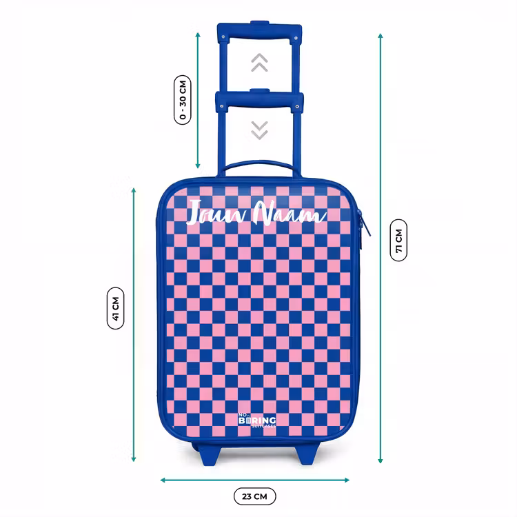 Kinderkoffer met naam - Blauw - Blokjes - Blauw - Roze — 6