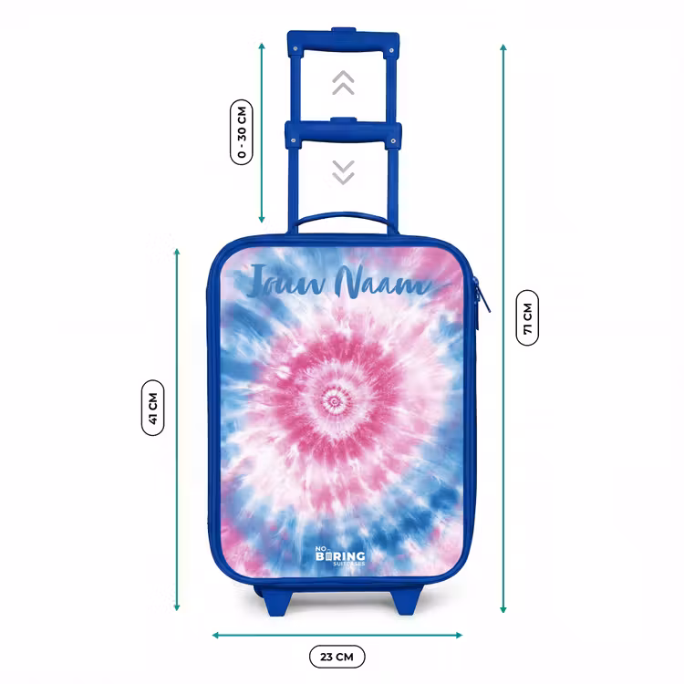 Kinderkoffer met naam - Blauw - Tie dye - Abstract - Blauw - Roze — 6