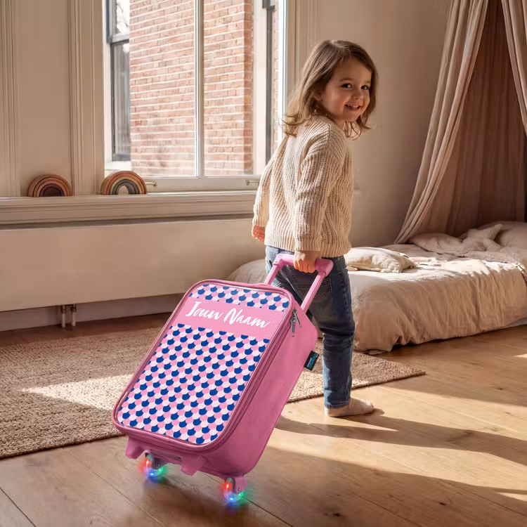 Kinderkoffer met naam - Roze - Schubben - Patroon - Blauw - Roze — 3