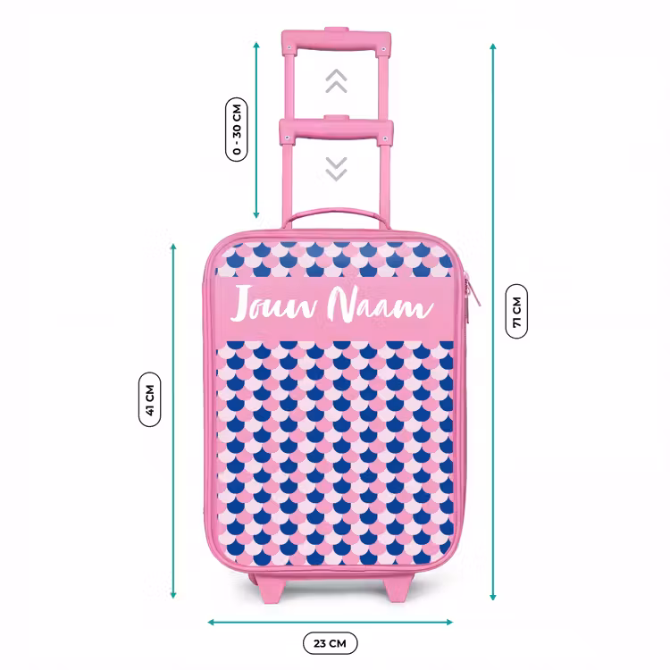 Kinderkoffer met naam - Roze - Schubben - Patroon - Blauw - Roze — 6
