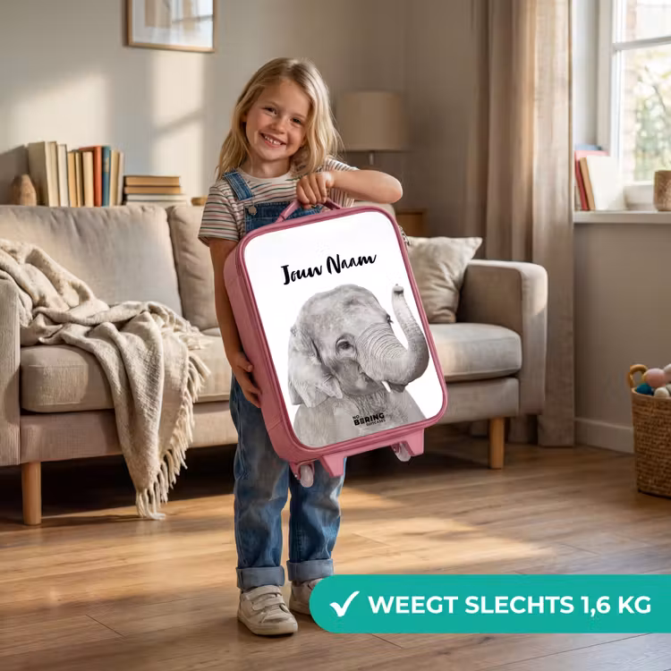 Kinderkoffer met naam - Roze - Oscar Olifant — 2