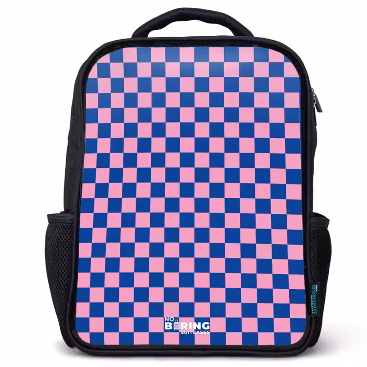 Kinderrugzak - Zwart - Blokjes - Blauw - Roze — 1