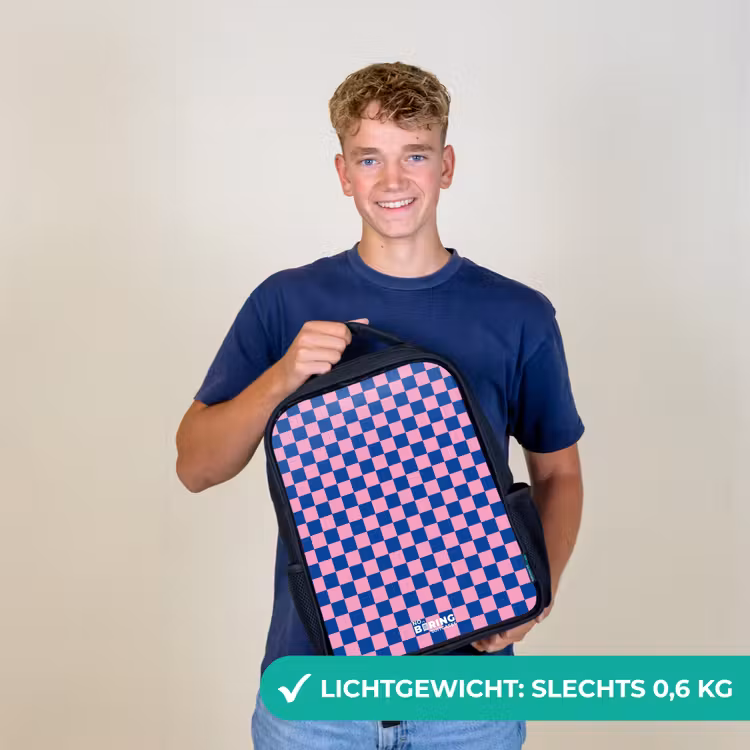 Kinderrugzak - Zwart - Blokjes - Blauw - Roze — 3