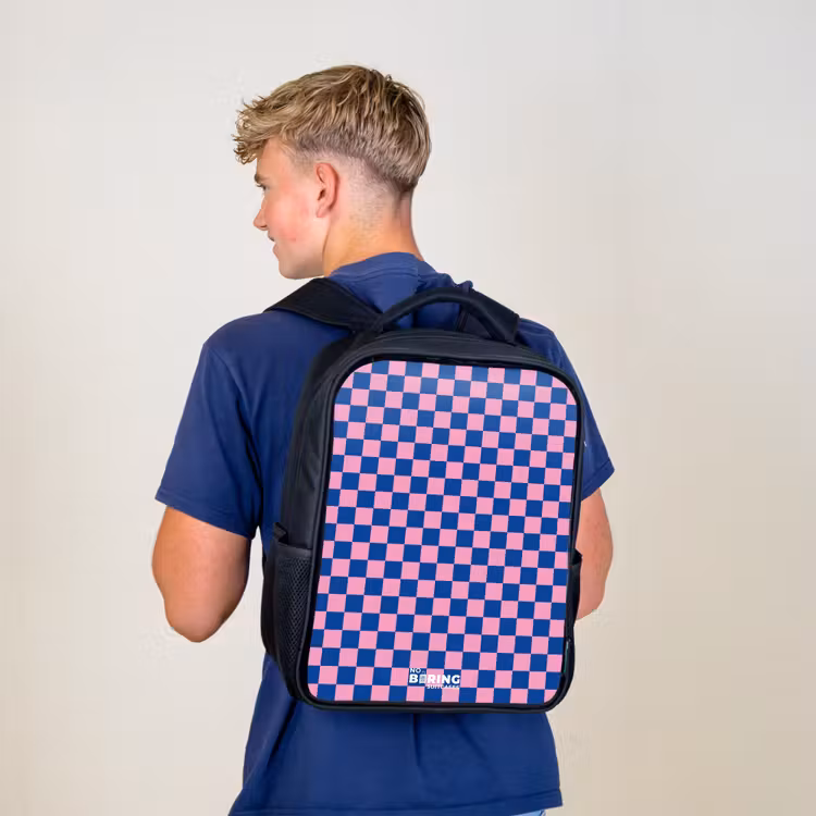 Kinderrugzak - Zwart - Blokjes - Blauw - Roze — 6