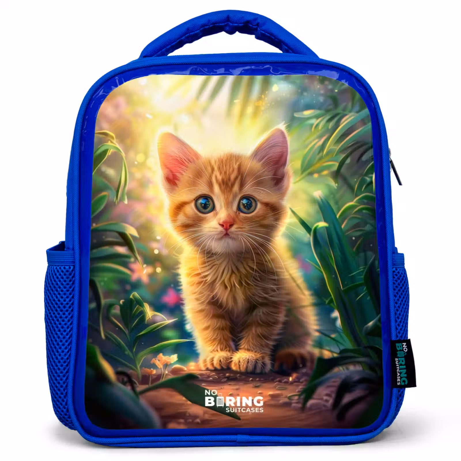 Kinderrugzak - Blauw - Rode kitte in de groene natuur — 1