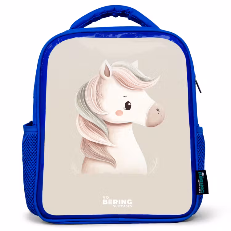 Kinderrugzak - Blauw - Pony in roze pastel kleuren — 1