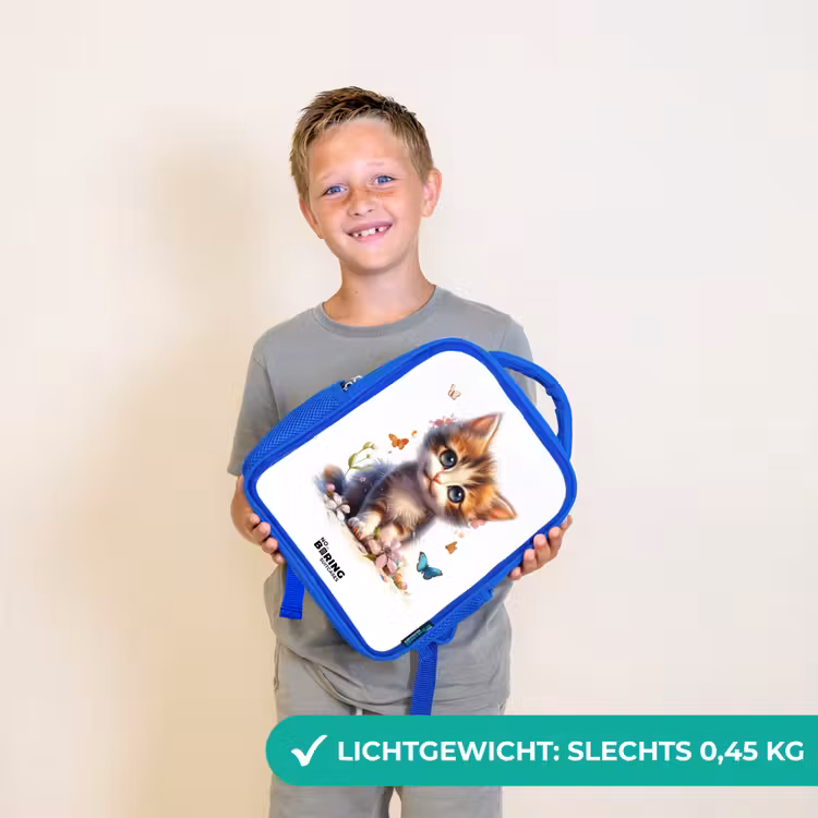 Kinderrugzak - Blauw - Portret van een kitten omringd door vlinders — 2