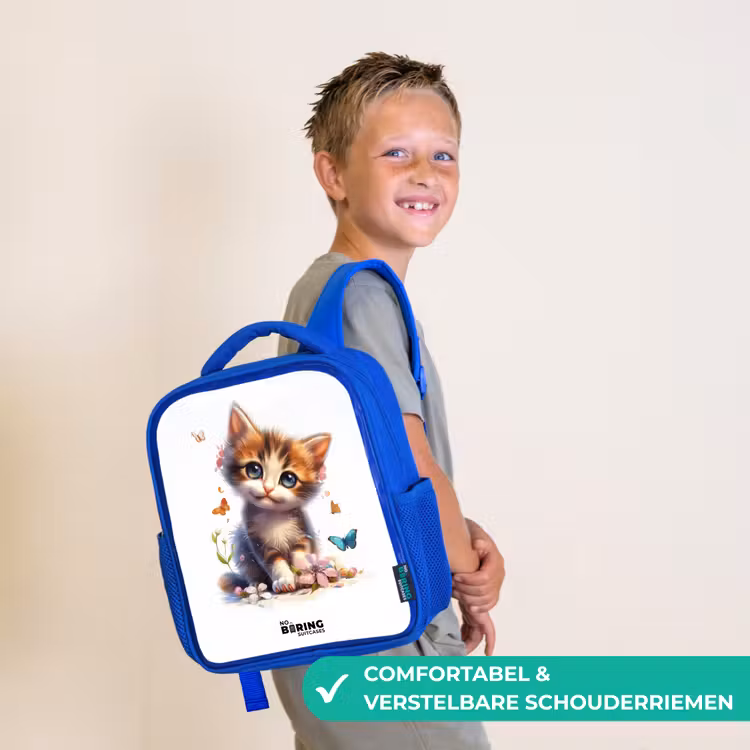 Kinderrugzak - Blauw - Portret van een kitten omringd door vlinders — 4