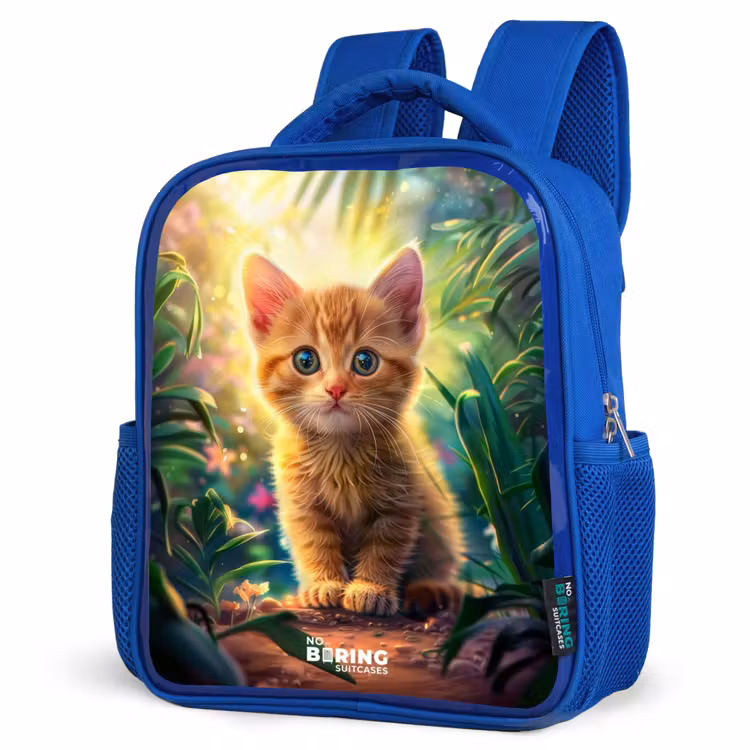Kinderrugzak - Blauw - Rode kitte in de groene natuur — 9