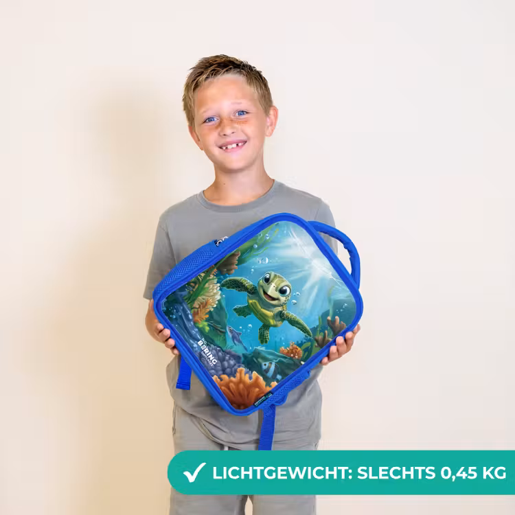 Kinderrugzak - Blauw - Schildpad in kleurrijke onderwaterwereld — 2
