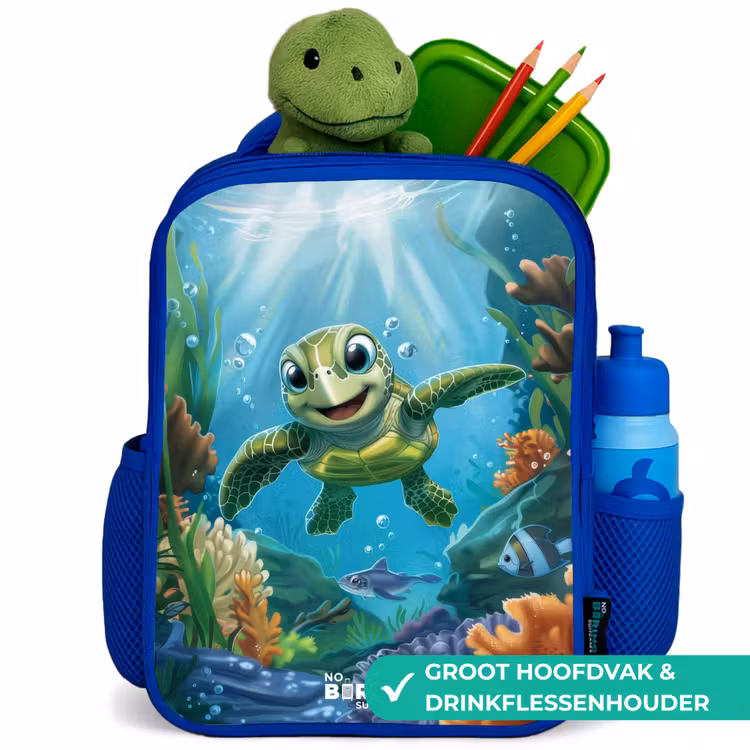 Kinderrugzak - Blauw - Schildpad in kleurrijke onderwaterwereld — 5