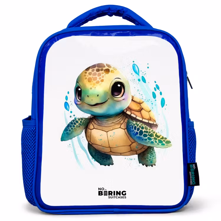 Kinderrugzak - Blauw - Schildpad - Waterverf - Kleuren - Dieren — 1