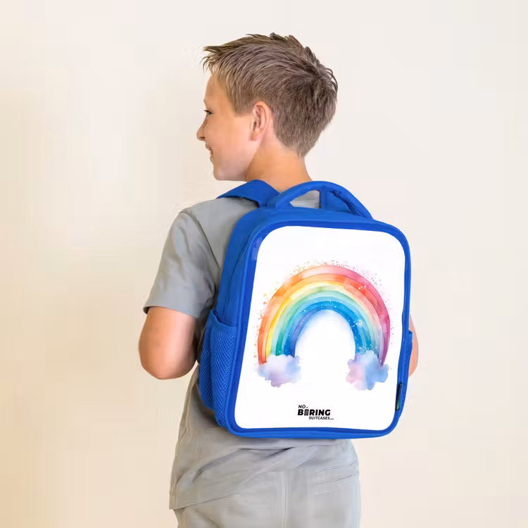 Kinderrugzak - Blauw - Waterverf regenboog — 3