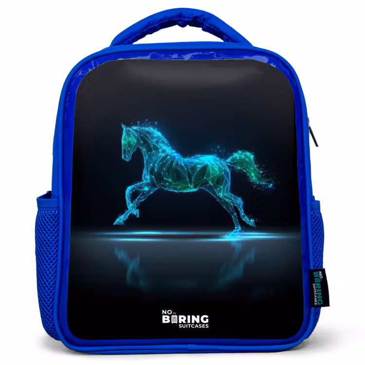 Kinderrugzak - Blauw - Futuristisch galopperend paard — 1