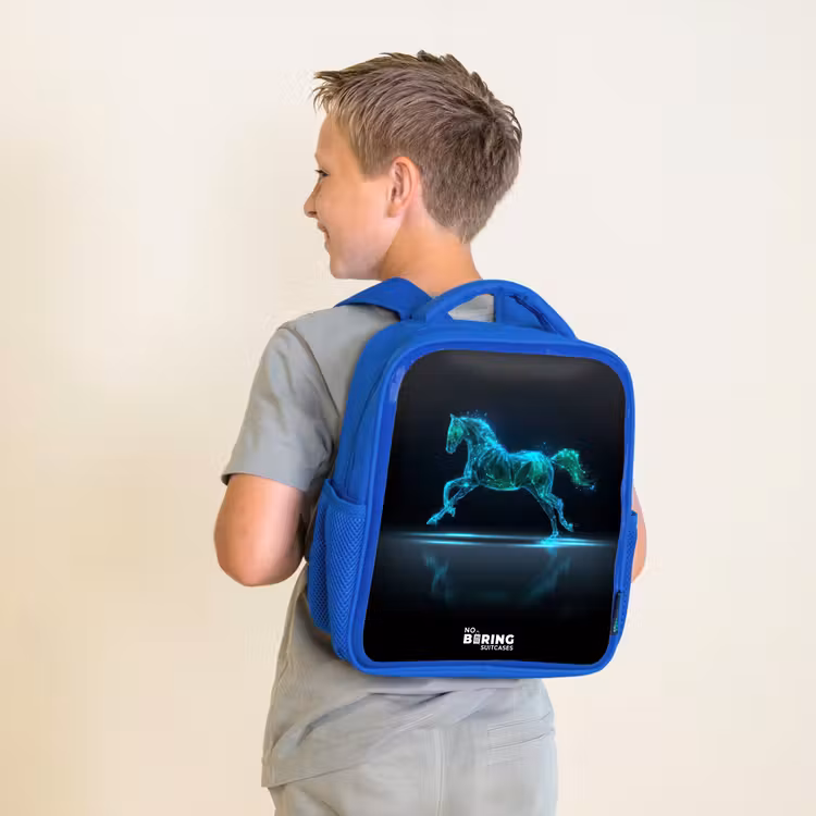 Kinderrugzak - Blauw - Futuristisch galopperend paard — 3