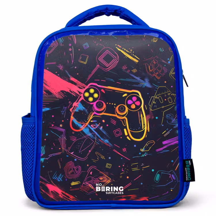 Kinderrugzak - Blauw - Gamerwereld in neonstijl — 1