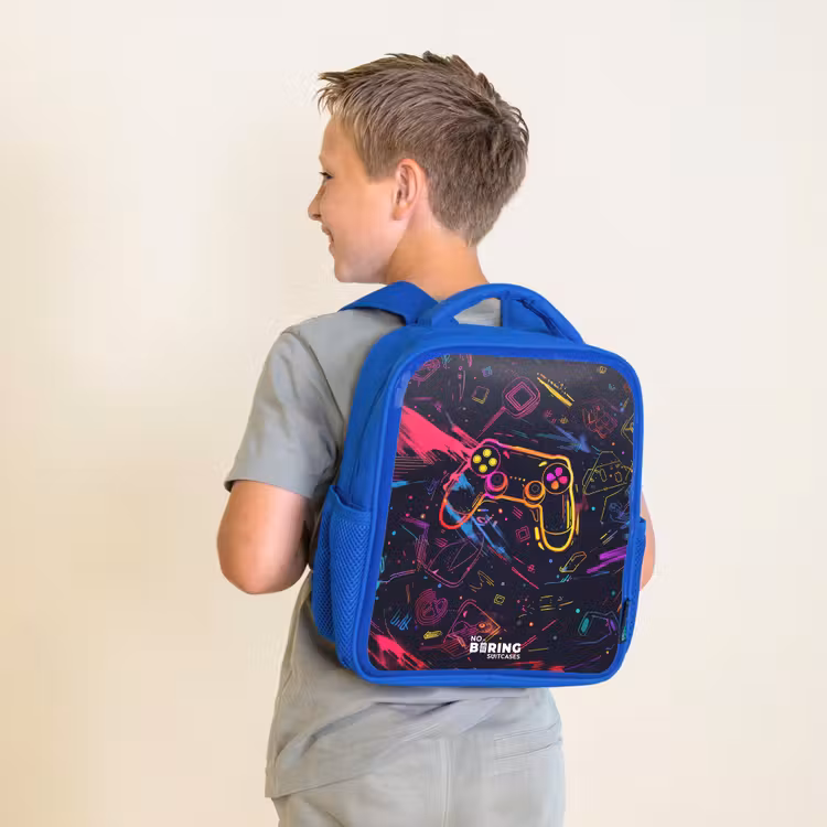 Kinderrugzak - Blauw - Gamerwereld in neonstijl — 3